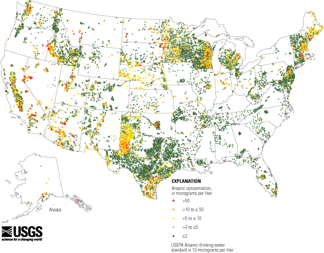 Arsenic in Well Water Map